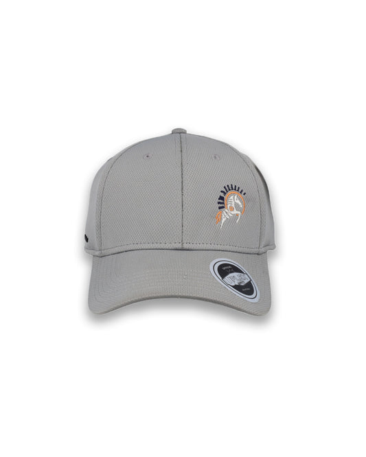 Gray cap with a horse logo on a white background