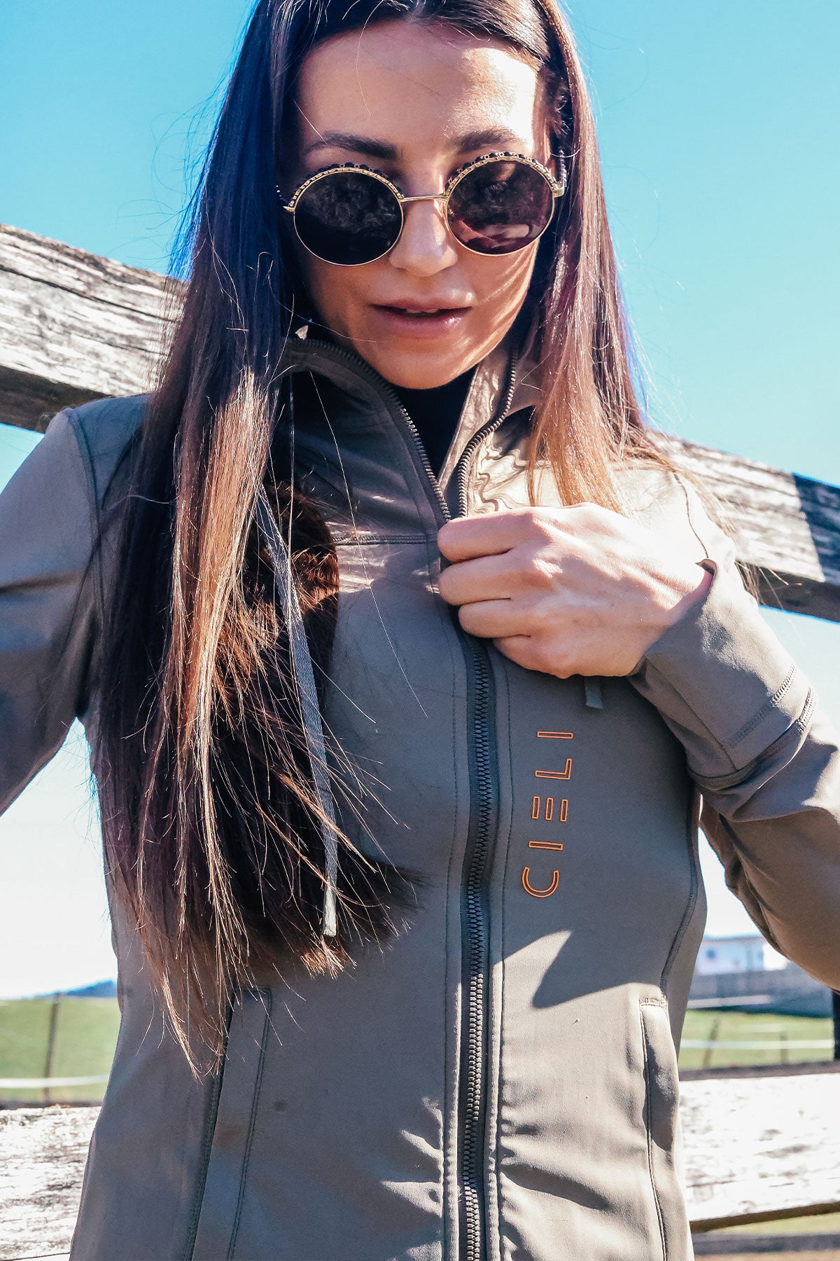 Cieli Equestrian Willow Zip Up Hoodie Moss Green