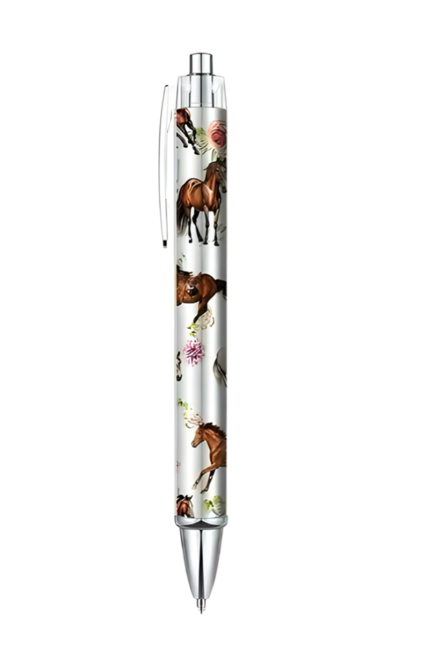 Pen with horse design on a white background