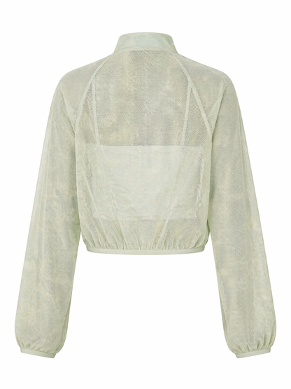 Light green sheer jacket on a white background