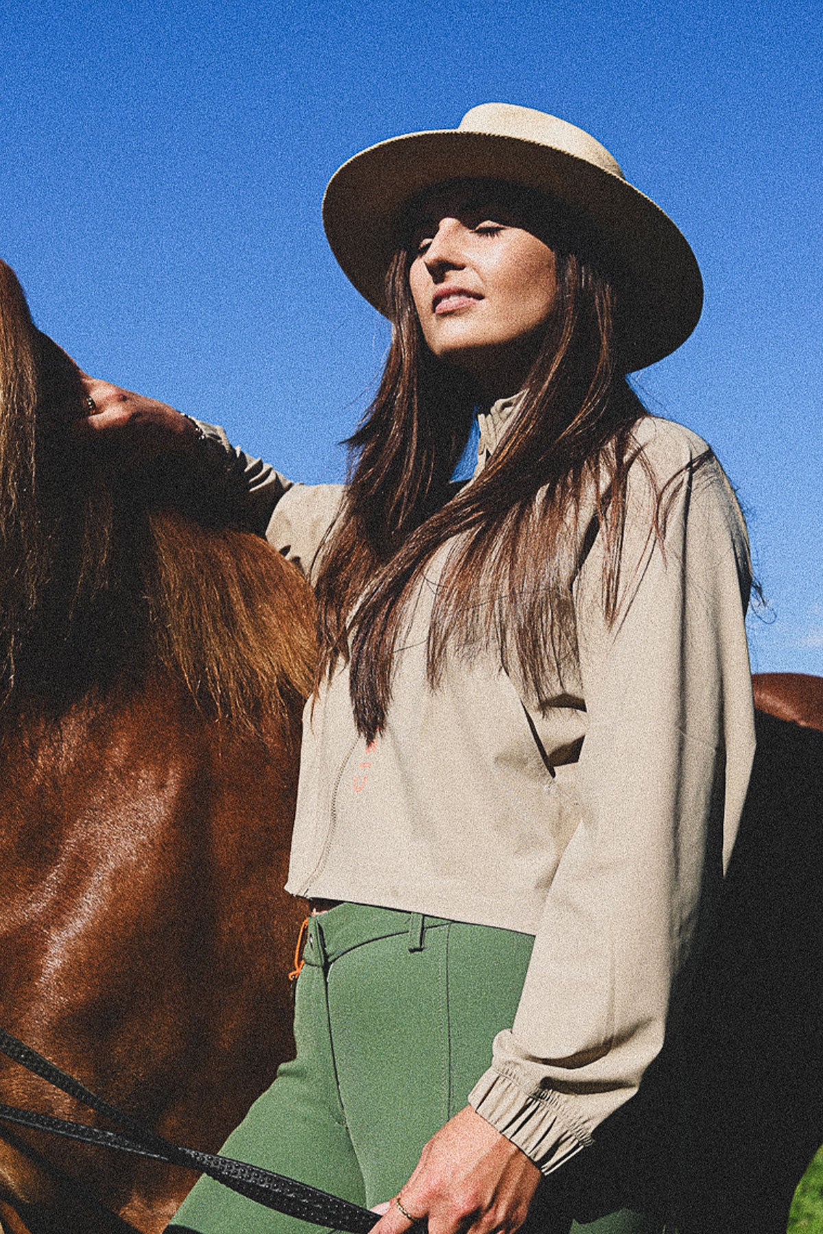 Ladies Cieli Equestrian cropped riding jacket that is light and cool with a 50 plus sun protective fabric ideal for African safari.