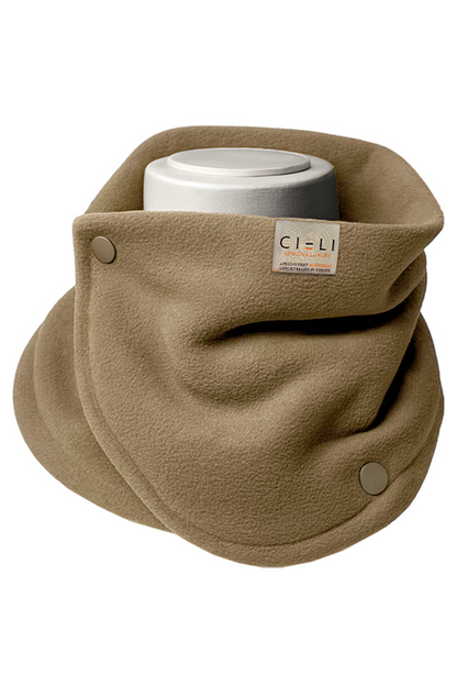 camel snood scarf wrap on white background