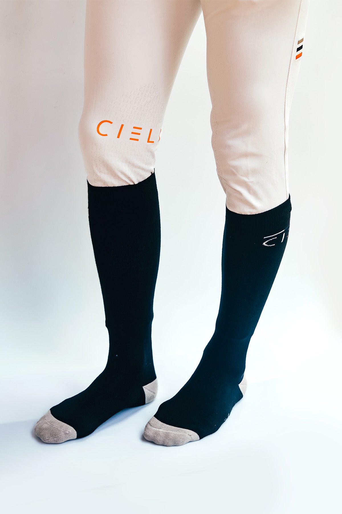 Man wearing Cieli Equestrian Everyday Riding Socks in black