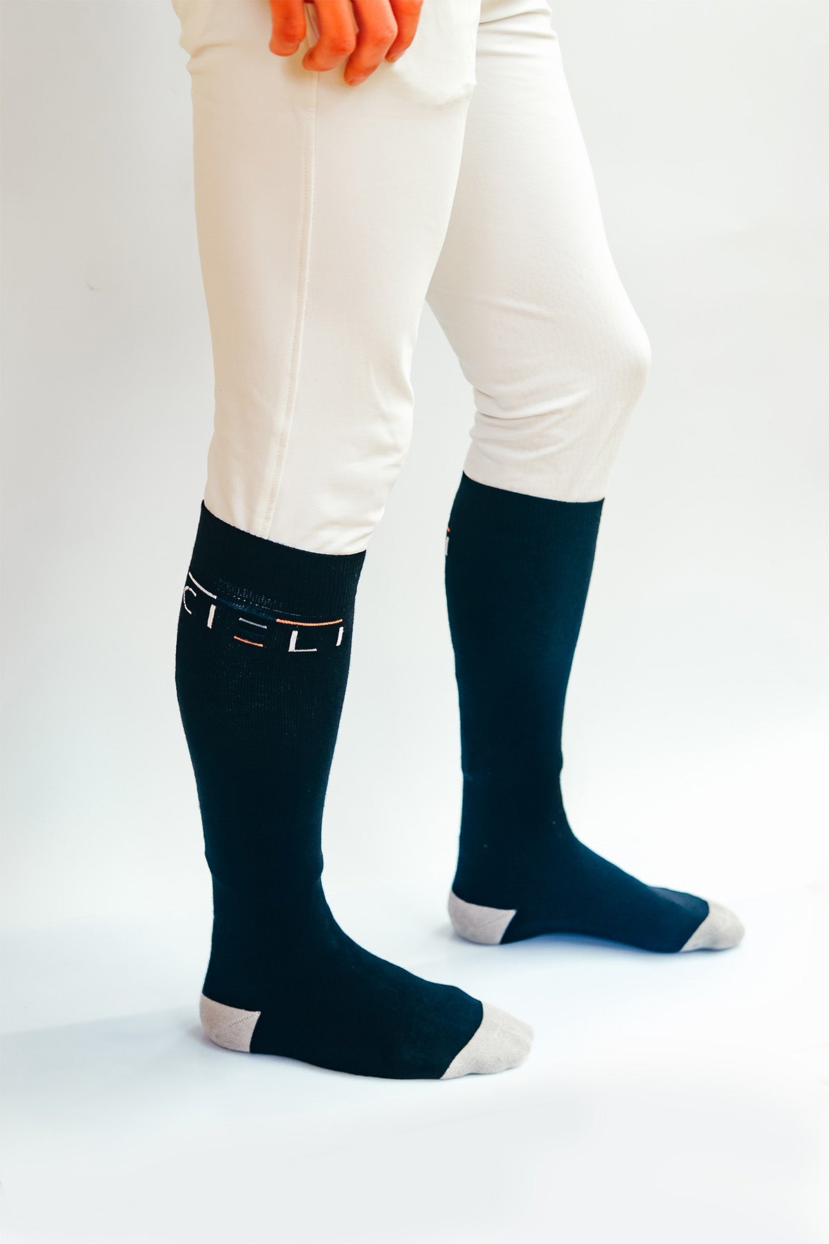 Man wearing Cieli Equestrian Everyday Riding Socks in black