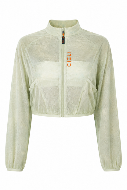 Light green jacket with 'Cieli' branding on a white background